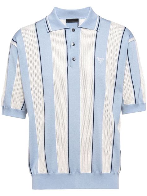 Prada Oxford Fantasia Cielo Striped Cotton Button